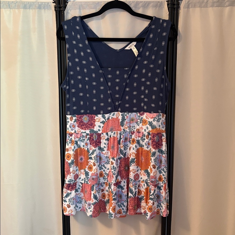 Matilda Jane Navy and Multi Floral Sleeveless Tank